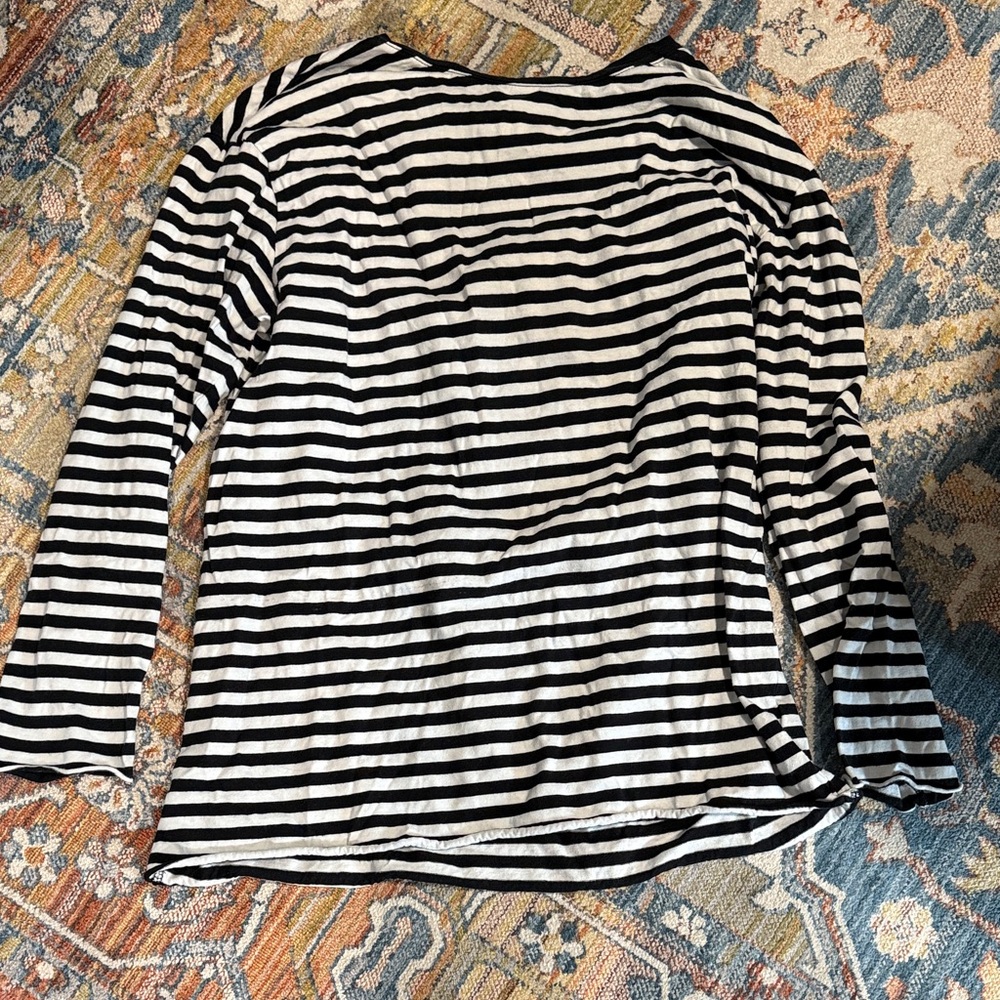 H&M Black & White Striped Long Sleeve Tunic Top